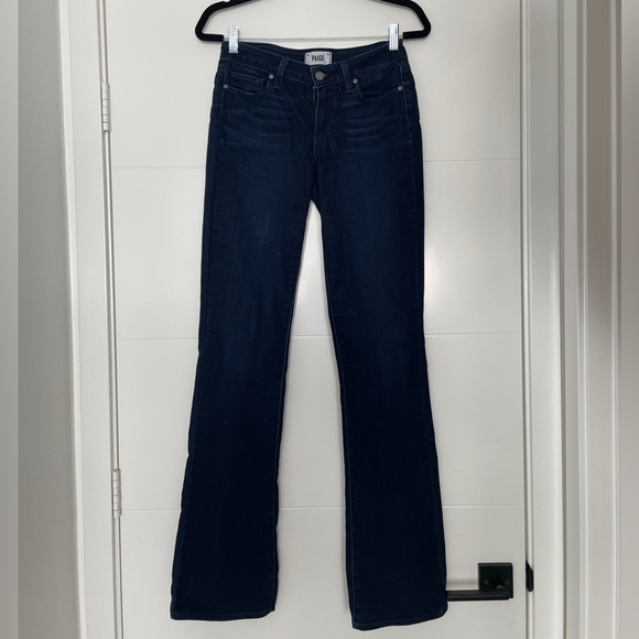 Paige jeans dark blue denim Manhattan boot flare fall business casual chic 27 - Picture 8 of 14